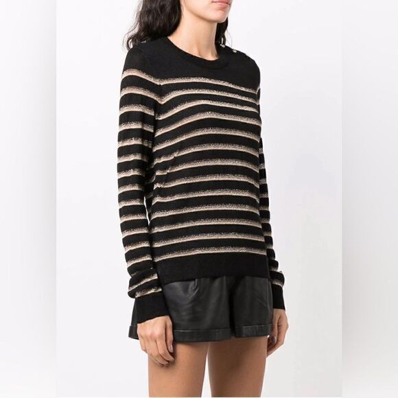 Zadig & Voltaire Sweater Miss Stripes black and gold metallic Sweater. NWT XS - Picture 2 of 11